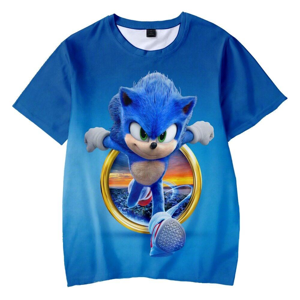 3D Clothing T-shirt, Sonic The Hedgehog Cartoon Character Printed Half-sleeved Summer Adult Children's Clothing Short Sleeved