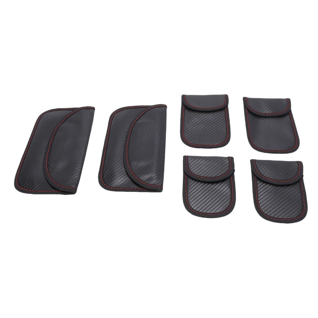 6PCS Car Signal Blocking Case Carbon Fiber Key Fob Protector Anti Theft Car Key Pouch for Security