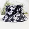 New double-sided coconut tree printed bucket hat for men and women outdoor travel leisure basin hat sunscreen sun hat tide