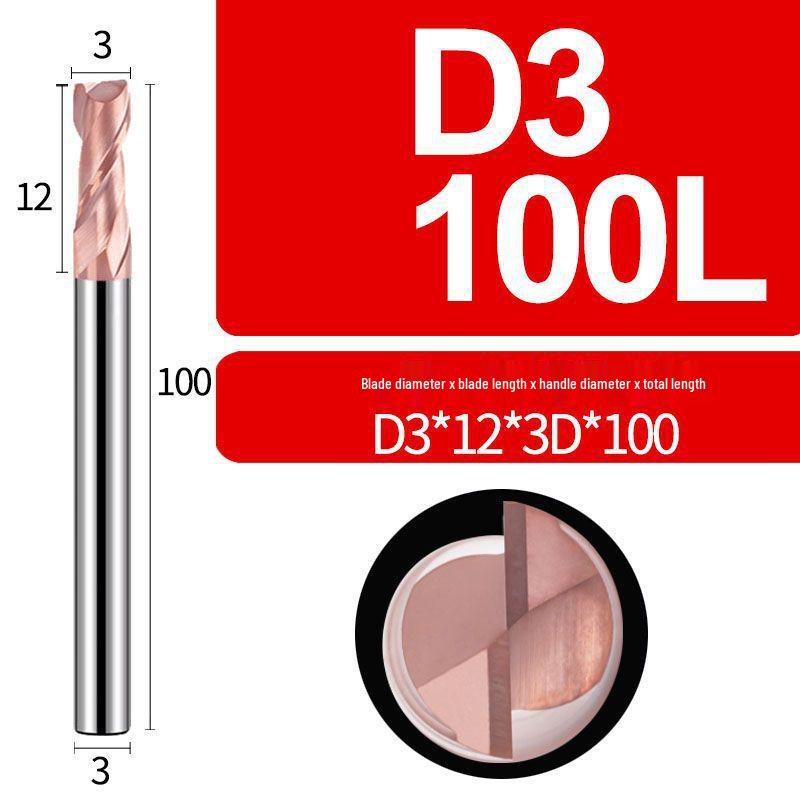 Tungsten Steel 2-Flute Carbide End Mill, 55° Keyway CNC Flat Bottom Cutter