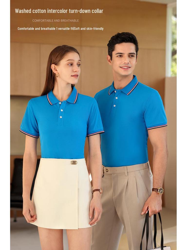 Koszulka polo z jedwabiu lodowego z haftowanym logo - Mundurek roboczy z krótkim rękawem