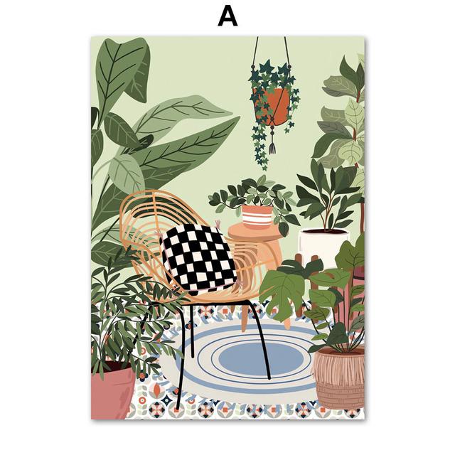 Tropische Pflanzen Daisy Vase Pizza Kaffeetasse Essen Abstrakte Poster Drucke Wand Kunst Leinwand Bilder Boho Küche Wohnzimmer Dekor Kein Rahmen