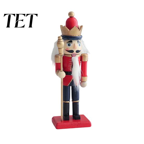 Christmas Fairy Tale Figurine Wooden Nutcracker Soldier Figurine, Handcrafted Solid Wood Tabletop Ornament Vintage for Holiday Desk And Bookshelf