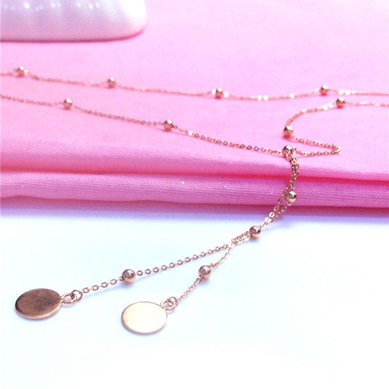 Purple Gold Women'S Fringed Bead Necklace Plated Rose Gold Fashion Temperament Colored Gold Collarbone Chain