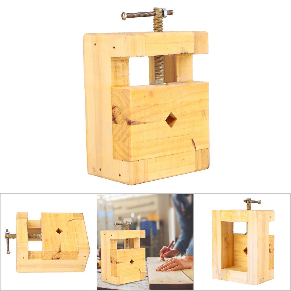 Wooden Mini Flat Pliers DIY Table Vise Stamp Clamp for Woodworking Carving (Large)