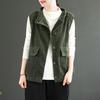 Gilet Vintage in Velluto a Coste con Collo Alto da Donna Gilet Giacca Versatile a Spalla in Velluto a Righe a Colore Solido Largo