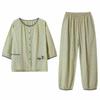 Women's Three-Quarter Sleeve Cotton Gauze Pajamas, Spring/Autumn 2025 Collection, Pure Cotton Home Wear 