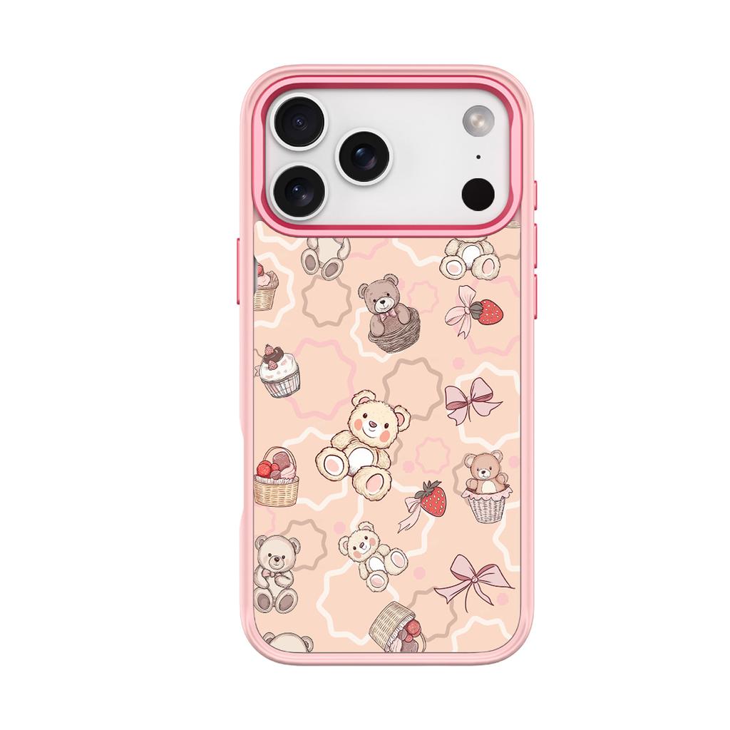 Applicable to Apple 17Pro mobile phone case, advanced sense 16 replaceable back plate 15promax magnetic mobile phone case, strawberry bear.