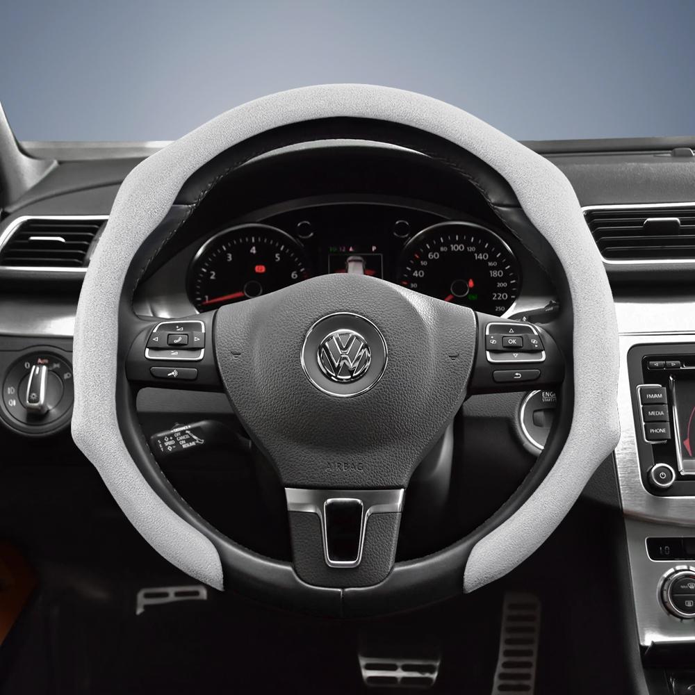 Suitable for Volkswagen Premium Suede Snap-On Steering Wheel Covers, Non-Slip and Durable, Available for D-Shaped Steering Wheels, Compatible
