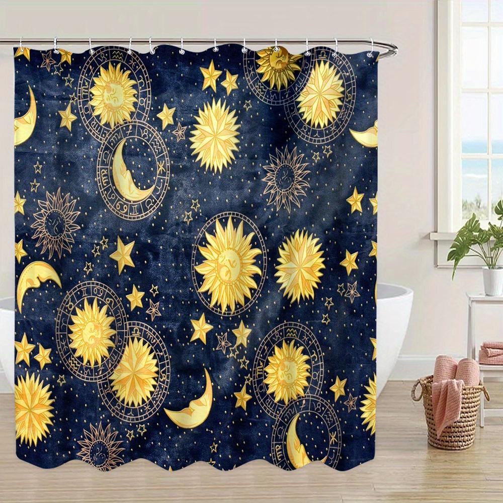

Celestial Harmony Shower Curtain: Embrace The Starry Night Design, Soft Fabric, And Mystical Vibes For Your Enchanting Bathroom W60H190(CM)-1 Pcs