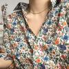 French Niche Retro Printed Floral Shirt Loose Small and Fresh Pastoral Style Shirt for Women with A Retro Hong Kong Flavor for Layering Wear