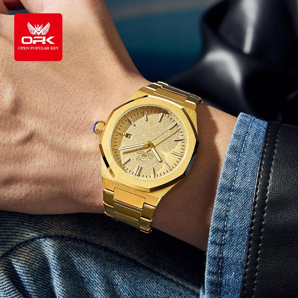 OPK Business Men Watch Sport Quartz Man Wristwatch Waterproof Luminous Date Week Stainless Steel Men's Watches