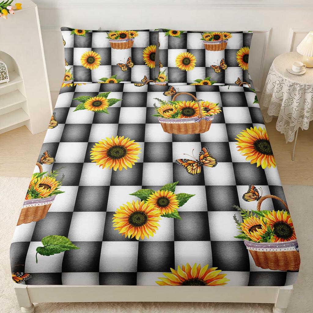 Sunflower Healing Pattern Sheet Three-Piece Digital Printing Bedding Sheet Three-Piece Sheet Children Adult