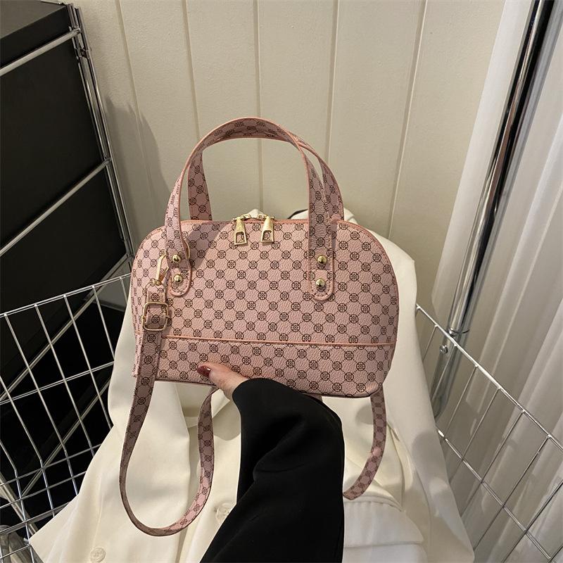 New Summer Retro Texture and Fashionable Solid Color Simple Printed Fashionable Hand-held One-shoulder Crossbody Shell Bag