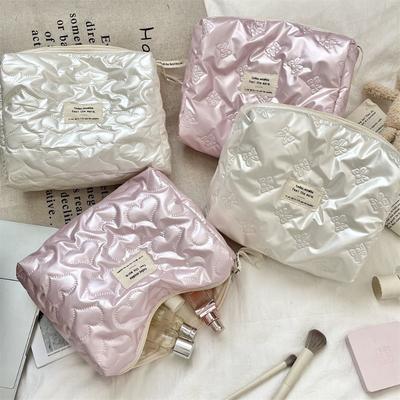 Multifunktions-Make-up-Lippenstift-Aufbewahrungstasche Handtasche Koreanische Frauen PU Love Bow Kosmetiktasche Kulturbeutel Make-up-Etui Tasche