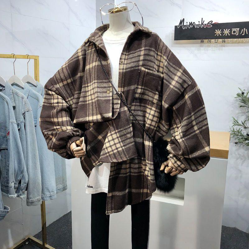 Plaid Shirt for Women Loose Long Sleeve Women's Shirt Jacket All Match Casual Coat 2026