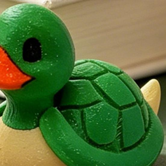 Small Duck Figurine 3D Printed Cute Turtle/Panda/Dog/Banana Duck Statue for Home Office Desk Shelf Decor