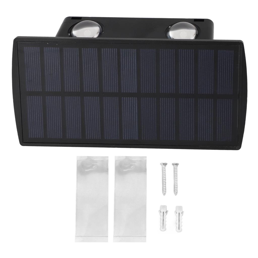 Solar Außenwandleuchten IP65 Wasserdicht Doppelköpfige Solarwandleuchte für Gartenstufen Warmes Licht