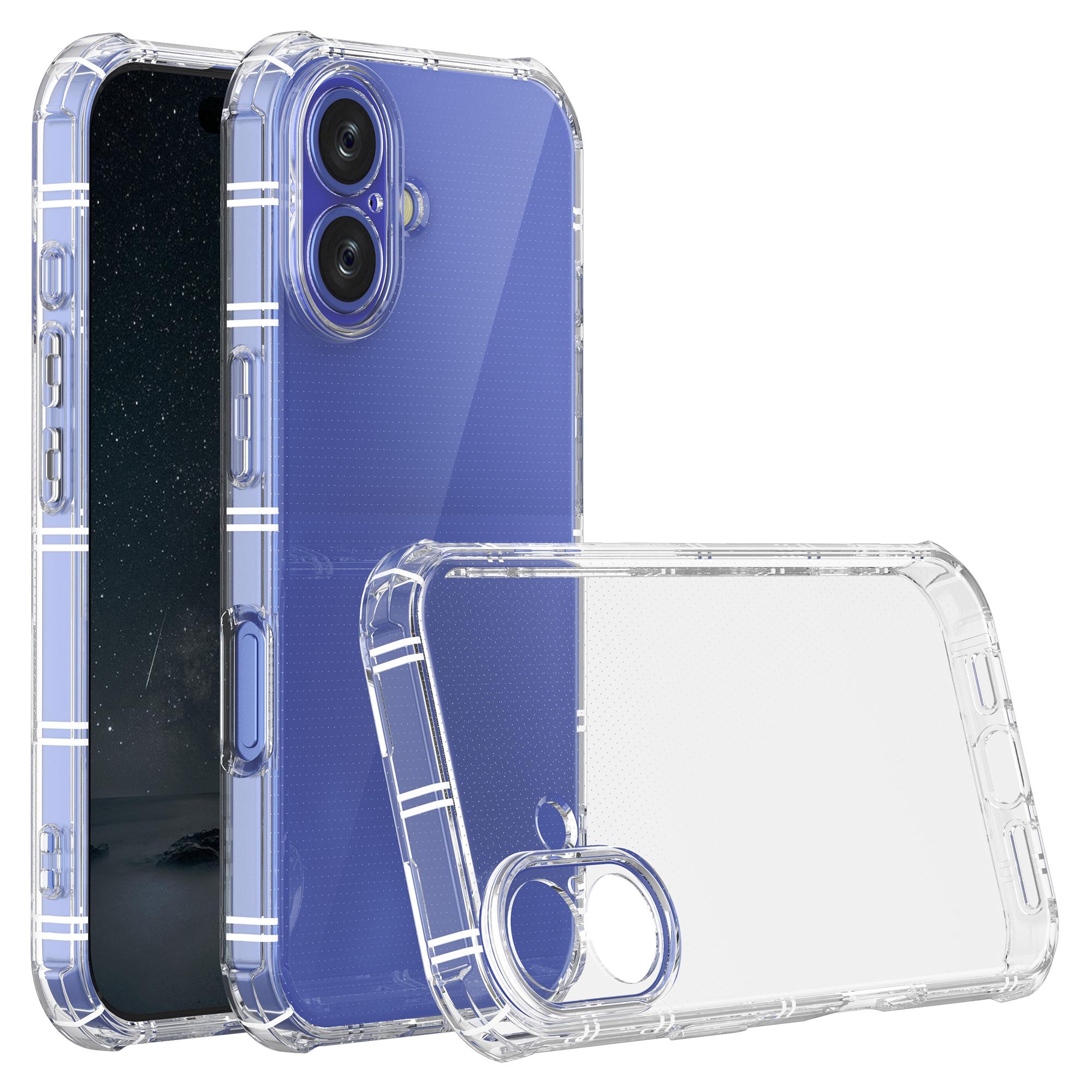 

SHANWO Чехол для iPhone 16 с прямыми краями, прозрачный, противоударный, ТПУ, задняя крышка для телефона A