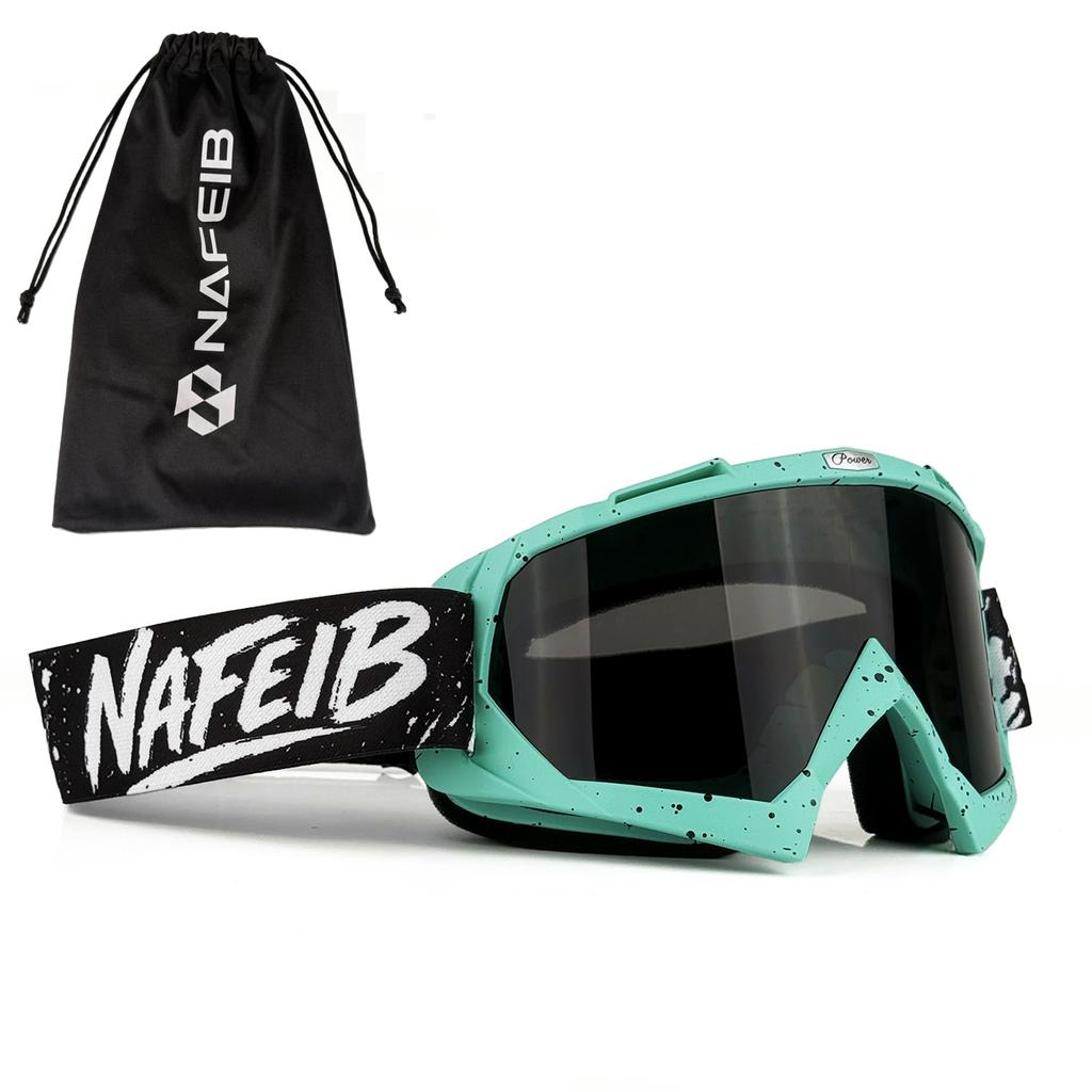 NAFEIB Splash Paint Motocross Goggles with Storage Bag Anti-UV Windproof Dustproof Dirt Bike ATV Off-Road Racing Goggles for Men