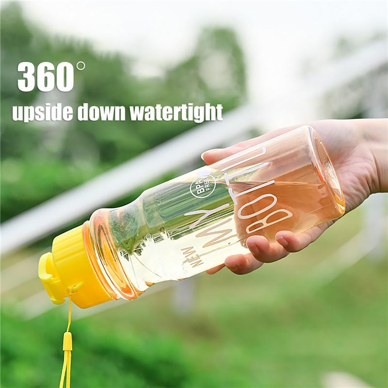 600ml Plastic Water Bottle Lightweight to Carry Sport Cup with Rope Anti-drop Outdoor Use Water Container Adorable Student Couple Water Cup Mug Gift