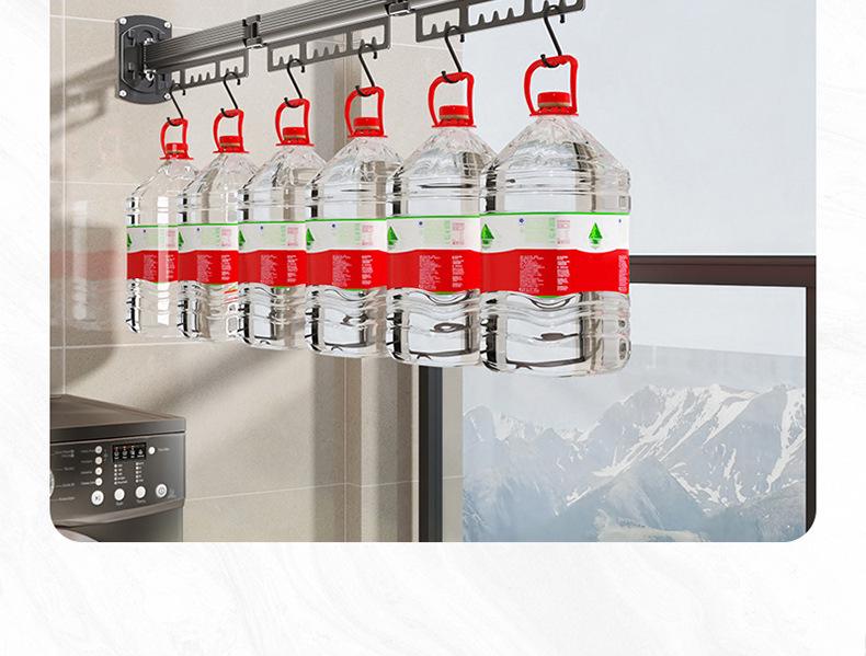 Retractable No-Punch Clothes Drying Rack for Indoor/Outdoor Use