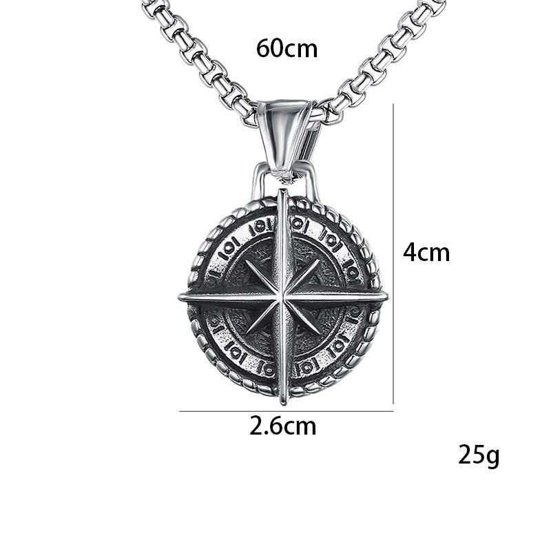 Titanium Steel Compass Retro Necklace Necklace Accessories Retro Titanium Steel Punk Pendant Men's Pendant