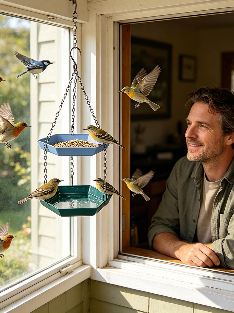 Yard Wild Birds Feeder Outside Birdbath Feeding Tray for Hummingbird Robin Bluebird Garden Backyard Patio Bird Bath for Outside