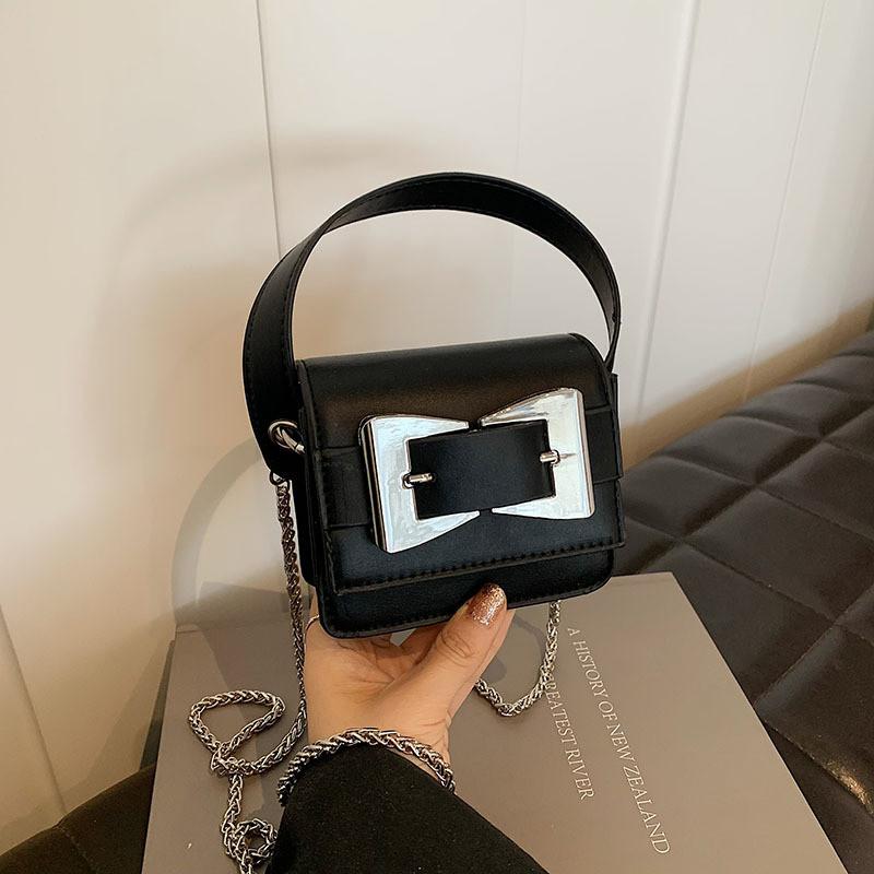 Stylish Street Fashion Pu Crossbody Bag 2024 Summer Mini Handbag With Stitching Details чёрный