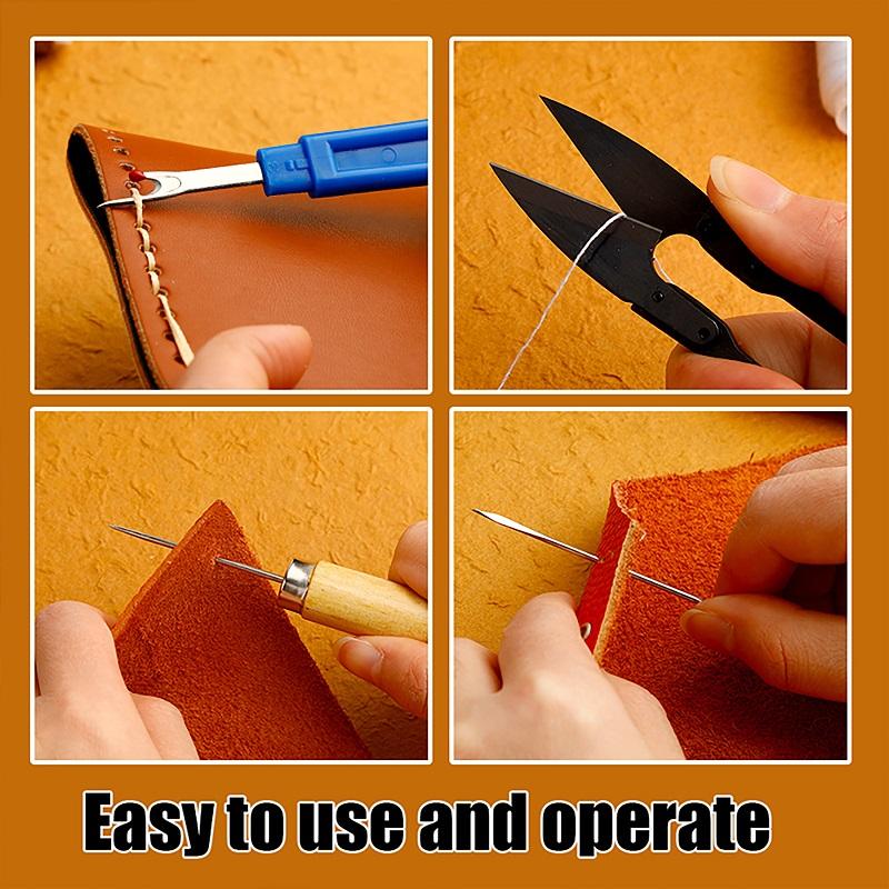 54pcs Leather Sewing Kit Upholstery Repair Kit with Sewing Awl Scissors Tool Kit for Beginners Professionals Leather Craft DIY