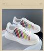 New Shoes for Men Leather Casual Shoes Color Strip Sport Flat Skateboard Shoes Youth Lace-up Sneaker