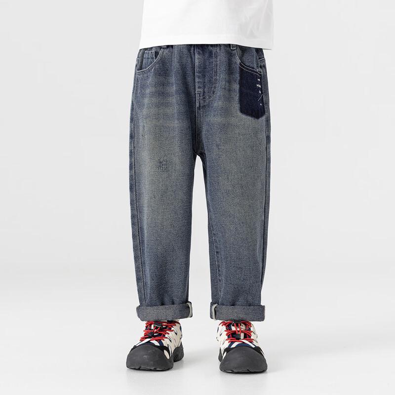 Duoduojia Boys' Washed Embroidered Denim Jeans