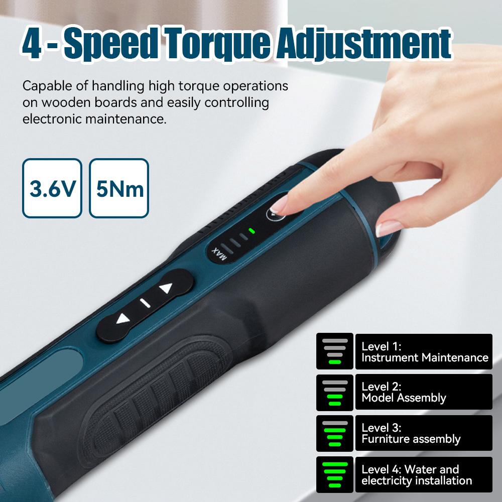 3.6V Electric Screwdriver Set USB Rechargeable 1300mah Adjustment Power Dril Multi-function Disassembly Torque Repair Tools Kit