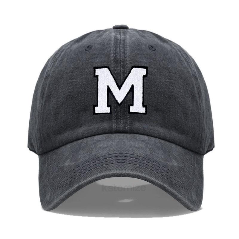 Vintage Washed Cotton Dad Hat Baseball Cap - 2-Tone A-Z Initial Embroidery Adjustable Unisex Team Cap for Men Women