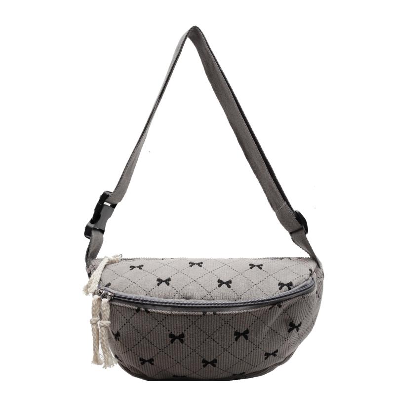 Korean Fashion Cute Bow Printing Girls Fanny Packs Adjustable Belt Ladies Casual Crossbody Shoulder Bags Streetwear Waist Bag