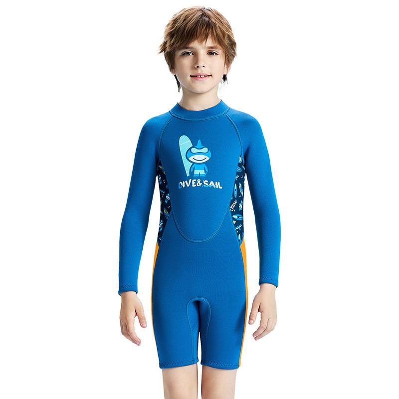 2.5MM Children's Diving Suit One-piece Long-sleeved Warm Cold-proof Boys Snorkeling Surfing Swimsuit Pants