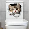 3D Cute Cat Toilet Stickers Removable Waterproof Vinyl Decals Kitten Bathroom Decor for Toilet Lid/Rim Home Bathroom Accessories