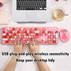 USB Wireless Keyboard and Mouse with Multicolor Round Cute Candy Compatible with Laptops and PCs 2.4G Typewriter-Style Keycaps, Colors, (Pink 2)