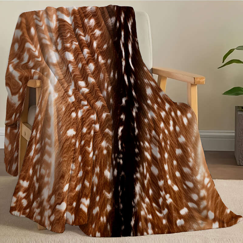Motivo Artistico con Renne e Paesaggio Forestale Coperta Decorativa da Lancio per Divano, Letto, Soggiorno e Arredamento per la Casa