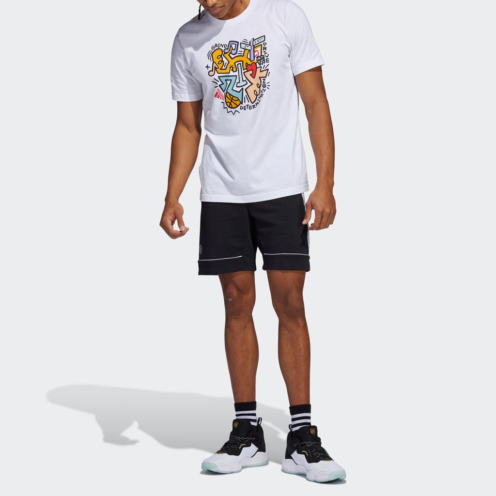 Adidas Don 3 Nyc Cartoon Print Basketball Short Sleeve T-Shirt Men Tops White GT0224