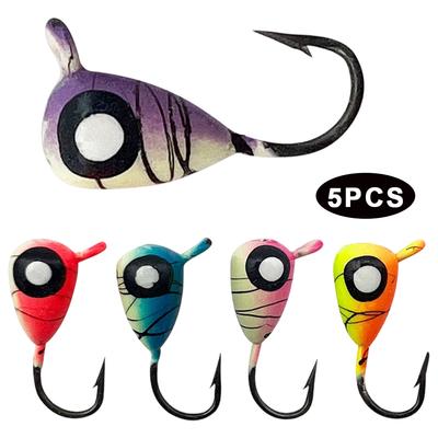 5PCS/Bag Lure Mini Ice Fishing Jigs Sharp Hook Tip with Strong Penetration Glow-in-the-Dark Jighead Hook Lure Fishing Tackle