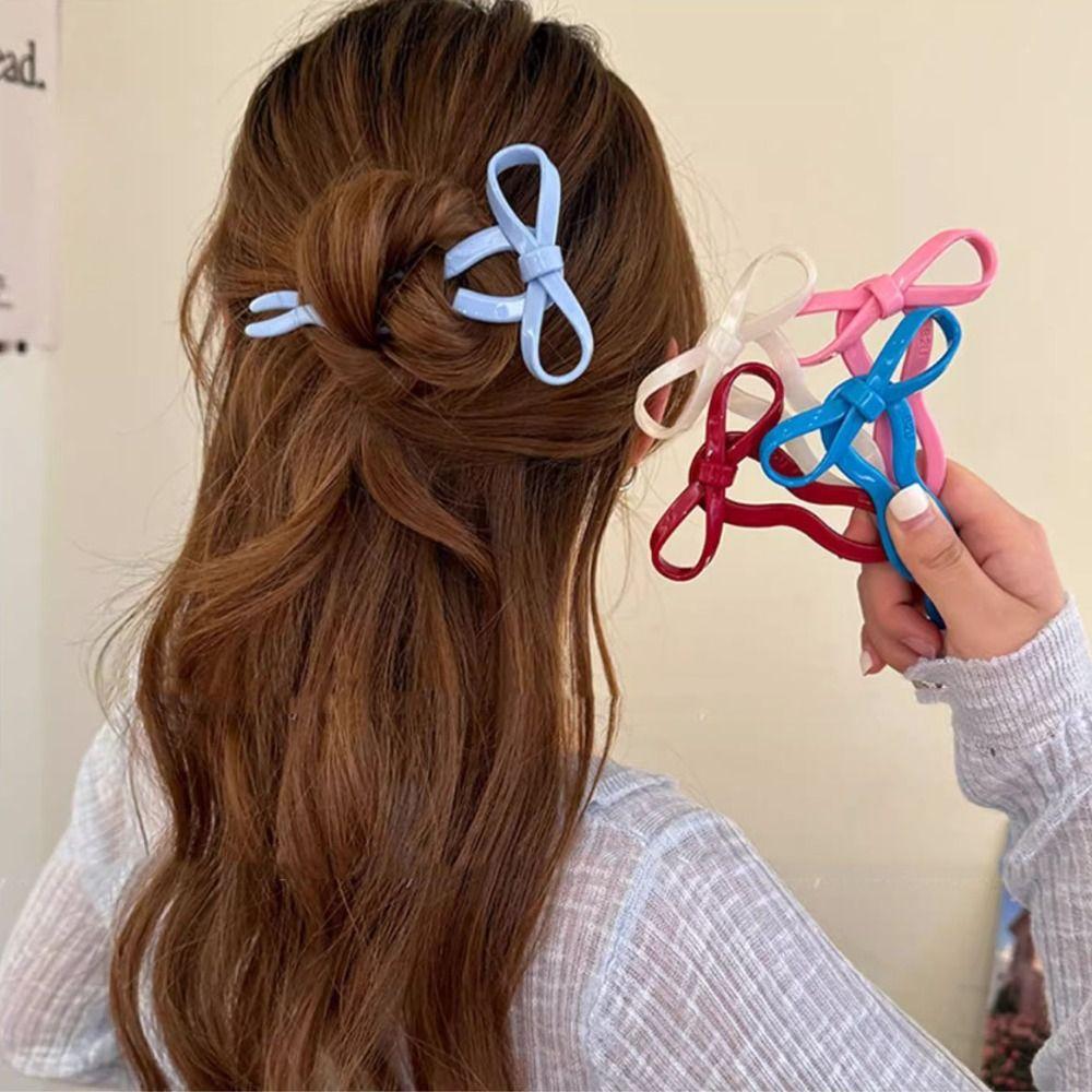 Chinese Style U-shaped Hairpin Multicolor Pan Hair Fork Cute Acetic Acid Bow Hair Stick  Ladies
