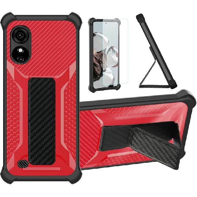 

Чехол, совместимый для BLU G33, Чехол-накладка [с защитным стеклом для экрана] Гибридный чехол [Складная подставка Магнитный] [Матовый, не оставляющий отпечатков пальцев] красный