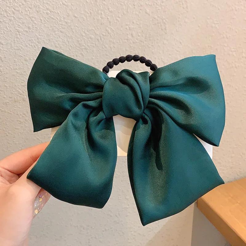 Fashion Korean BowKnot Hair Ties Scrunchies Women Girls Elastic Hair Bands Band Long Ribbon Bow Ponytail Accessories