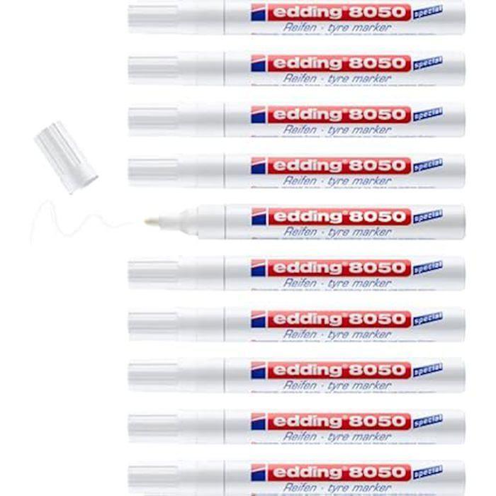 Marqueur Pour Pneus - EDDING - 8050 - Pointe Ogive 2-4 Mm - Indélébile - 10 Stylos