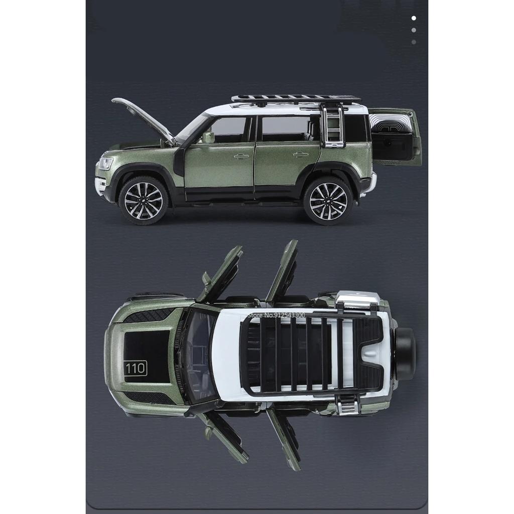 1/32 Scale LAND Rover Defender 110 Toy Car Model Alloy Diecast SUV Sound Light Pull Back Model Car Toy for Boy Gifts Collection