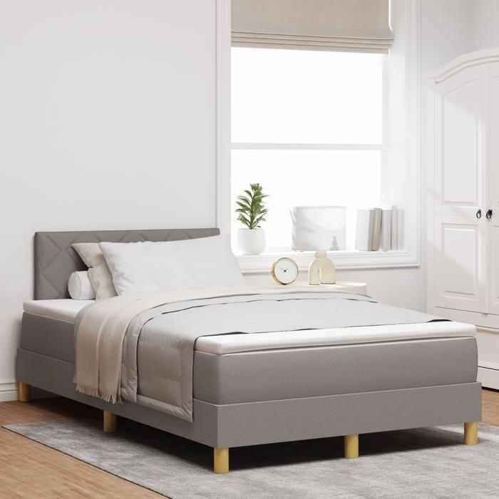 VidaXL Lit à ressorts avec matelas taupe 120x200 cm en tissu 3338990