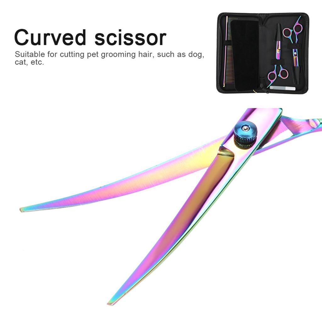 Professional Pet Dog Hair Cutting Thining Curved Scissors Grooming Hairdressing Shear