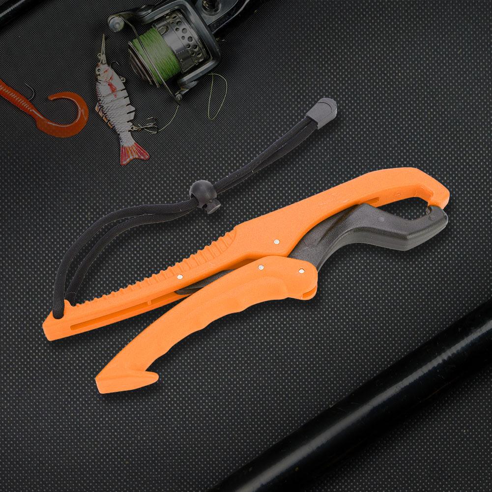 Fischgreifer Werkzeug ABS Griff Tackle Halter Fischklemme mit verstellbarem Seil (Orange, L)