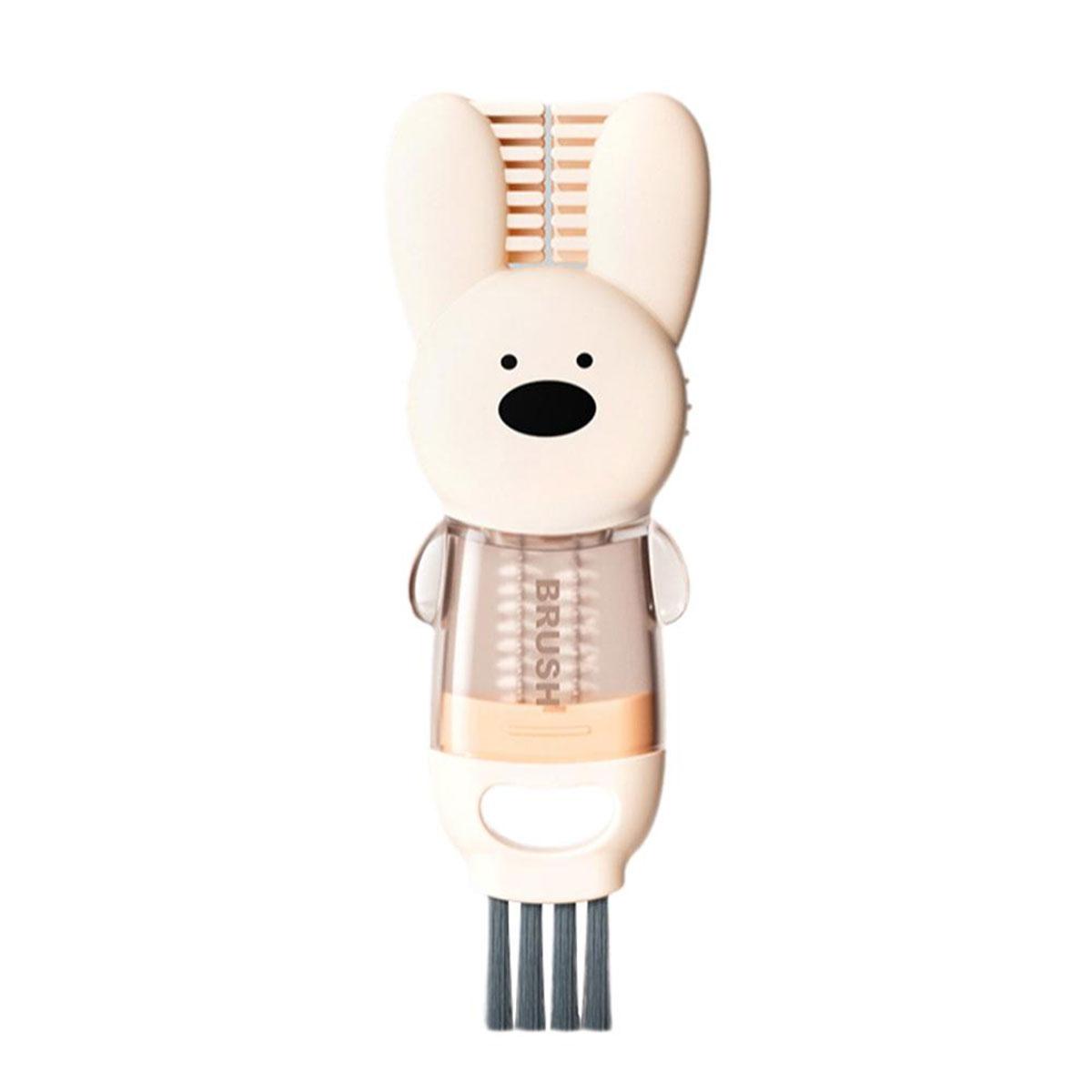 

Щетка для чистки крышек чашек 3 в 1, многофункциональная щетка для чистки, набор щеток для чистки бутылок, портативный очиститель крышек чашек с изображением мультяшного кролика